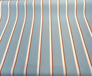 Sunbrella Trinity Pool Blue Rust Stripe Outdoor Fabric By the yard - Picture 1 of 6