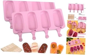 Popsicle Silicone Molds Set, 2 PCS Ice Cream Molds with 50 Wooden Sticks for - Picture 1 of 7