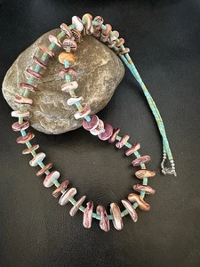 Purple Spiny Oyster Turquoise Navajo Pearls Sterling Silver Necklace 29” 19465 - Picture 1 of 15