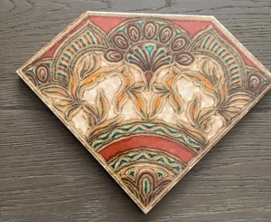 Vintage Italienische Kunst Fliese Terrakotta Ungerade Form Dekorfliese - Bild 1 von 9