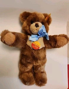 Acogedor oso de peluche Steiff cinta azul 10" felpa 018657 - Imagen 1 de 6