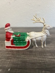 Vintage Irwin Viscaloid Christmas Santa Claus w/Toys in Sleigh w/Reindeer - Picture 1 of 19