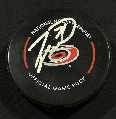 Taylor Hall Signed Carolina Hurricanes Official Game Puck Autographed PSA COA - Image 1 of 2