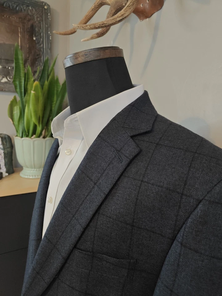 🇺🇲 Blazer Abrigo Deportivo Lauren Ralph Lauren Para Hombres 41R Azul Cuadros Lana 2 Botones Foto 1 de 4