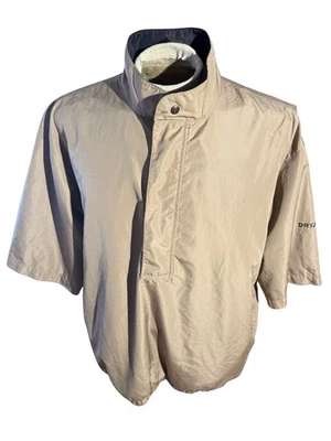 FootJoy DryJoys Men’s Beige Short Sleeve Golf Rain Wind Pullover Jacket LG - Image 1 of 4