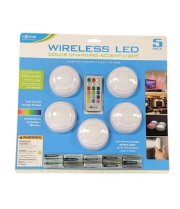 Wireless Color Changing Accent Light 5 Pack Cycle Up To 12 Colors - Picture 1 of 2