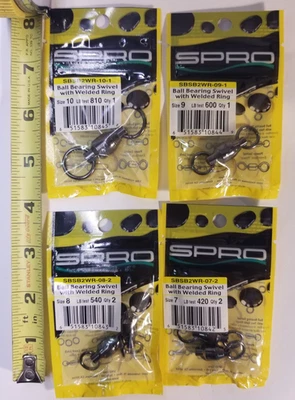 SPRO Heavy Duty Ball Bearing Swivels, 4 Pkgs: 810, 600, 540, 420 LB, Japan Made - Image 1 of 4