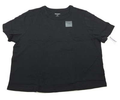 Old Navy Women's Black Crop Top Crew Neck Short Sleeves Size M - Image 1 of 4