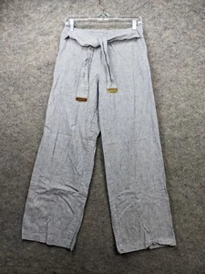 Michael Kors Pants Womens 4 Blue White Striped Tie-Waist Linen Cotton Wide Leg - Picture 1 of 16