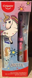Colgate Unicorn Powered Toothbrush & Anticavity Fluoride Toothpaste Battery Incl - Picture 1 of 6