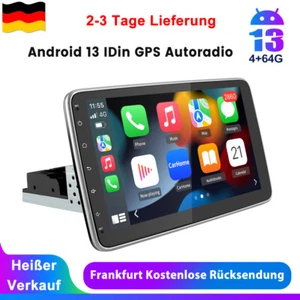 360° Drehbar Bildschirm Carplay 1DIN Android 13 Autoradio GPS Navi WIFI SWC 64G - Bild 1 von 16