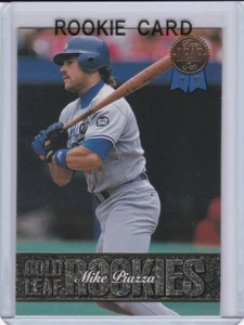 MIKE PIAZZA ROOKIE CARD Los Angeles Dodgers Mets Baseball GOLD LEAF ROOKIES RC - Picture 1 of 2