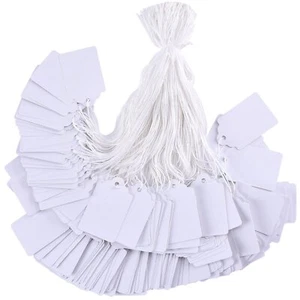 Price Tags with String Attached, 1000pcs White Marking Merchandise Strung Tag... - Picture 1 of 7