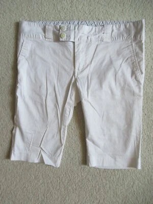 Old Skool Roxy White Cotton Blend Stretch Bermuda Beachy Summer Shorts 13 Junior - Image 1 of 4