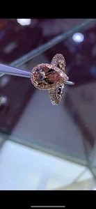 5ct Natural Morganite Diamond Solitaire Halo Engagement Ring 14k SOLID Rose Gold - Picture 1 of 11