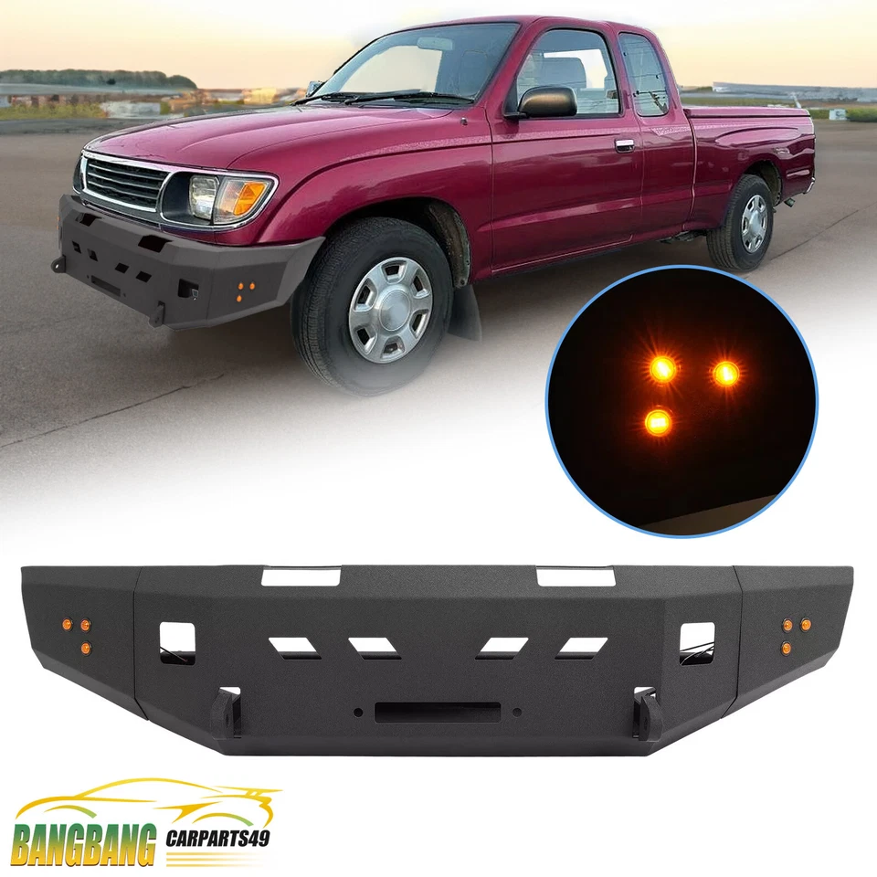 Cabrestante de parachoques delantero de acero con luces para camioneta todoterreno Toyota Tacoma 1995-2004 Foto 1 de 4