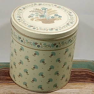 Richard Hoffman CANISTER Cesto Latta Floreale Blu Marrone Motivo Ananas Country - Foto 1 di 14