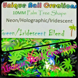 PALM TREE SHAPE GLITTER Holo/Neon~Nail•Acrylic•Gel•Body Art•Face•Festival - Picture 1 of 4