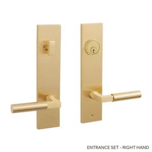 SIGNATURE HARDWARE CONTEMPORARY ROUND LEVER SOLID BRASS ENTRANCE- RIGHT HAND- SB - Picture 1 of 1