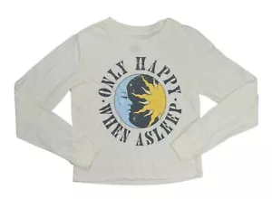 Love Tribe "Only Happy When Asleep" Long Sleeve Crew Neck T-Shirt S NWT Egret - Bild 1 von 1