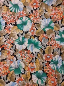 4 Yds Tropical Flowers 100% Silk Fabric Lightweight 62" Wide - Picture 1 of 2