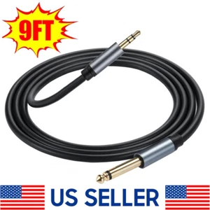 9FT 6.35mm 1/4" Male to 3.5mm 1/8" Male TRS Audio Aux Adapter Conversion Cable - Picture 1 of 15