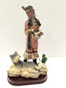 Hamilton Collection Indianerin Korb und Hund Statuette 8 Zoll - Bild 1 von 13