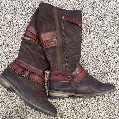 Bota de pantorrilla ancha para mujer Lane Bryant con hebillas ajustables marrón talla 9W con caja Foto 1 de 4