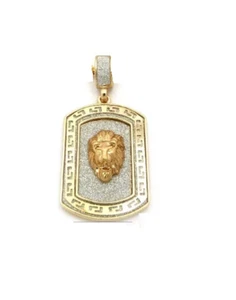 Lion Head Dog Tag King Pendant Glitter Rap Hip Hop Necklace Box Chain Egypt - Picture 1 of 3