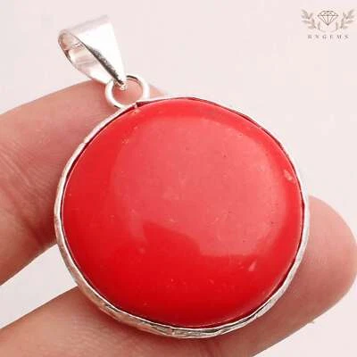 Koralle Edelstein 925 Versilberter Anhänger Handmade Schmuck Gift 3.4cm P-13182 - Bild 1 von 3