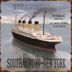 Letrero de hojalata estilo vintage Titanic - Imagen 1 de 1