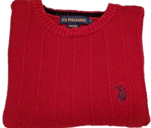 POLO ASSN. UU. Suéter borgoña/rojo profundo con ponis azul marino - talla para hombre: L - Imagen 1 de 4