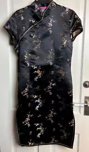 for women uk12 Black floral Chinese style dress - Picture 1 of 12