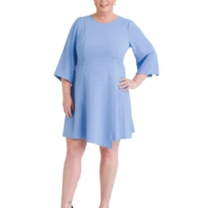 Vestido para mujer Vince Camuto azul crepe con dobladillo asimétrico talla grande 24W - Imagen 1 de 4