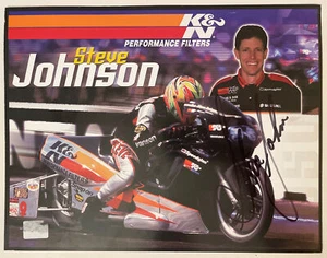 2004 Steve Johnson K&N Filters SIGNED AUTOGRAPH Motorcycle postcard 8 x 10 - Picture 1 of 2