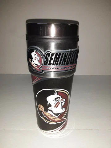 Florida State Seminoles NCAA 16 oz Travel Mug Stainless Steel Top and Emblem Cover