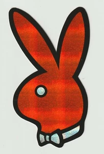 1990 Reddish Orange Playboy Bunny Head vintage Prism vending machine sticker  - Picture 1 of 1