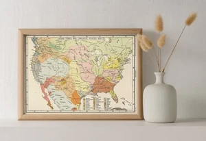 1650 US Karte Indianerstämme und Sprachbestände Poster 11x15 Indianer - Bild 1 von 13