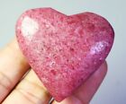 Natural Polished Red Rhodonite Quartz Crystal Palm Stone Heart Mineral Specimen