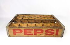 MID 20TH C VINT PEPSI COLA WOODEN BOX CRATE, W/RED INK (24) BOTTLE CARRIER 18.5"