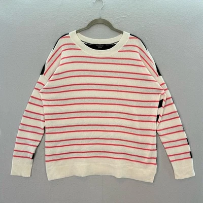 Charter Club Luxury - Mujer 100% Cachemira Rayas Cuello Redondo Suéter Top Crema L Foto 1 de 4