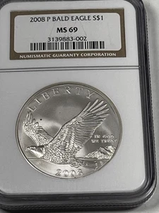 2007-P Aquila calva dollaro d'argento commemorativo: NGC MS69 - Foto 1 di 2