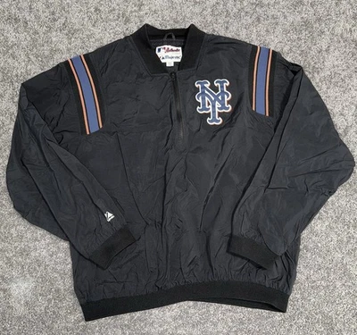 Jaqueta New York Mets masculina XXL preta MLB pulôver de beisebol listra corta-vento anos 90 - Imagem 1 de 4
