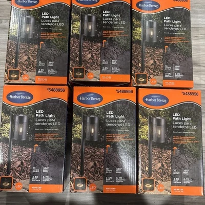 6X Harbor Breeze Solar LED Path Lights  Black Finish 10 Lumens - Image 1 of 4
