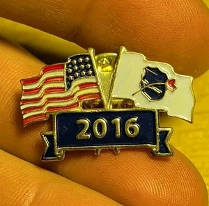 2016 National Law Enforcement Memorial Dual Flags Enamel Lapel Hat Pin Button - Picture 1 of 3