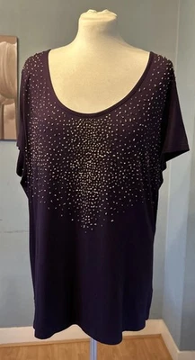 Windsmoor Purple Short Sleeve Top Size XL Beaded - Image 1 of 4
