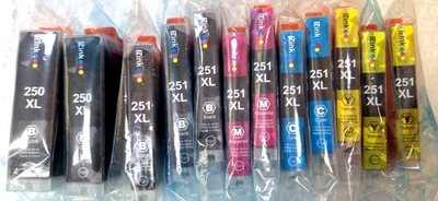 12 Premium Color Ink Cartridge PGI-250 250  CLI-251 251 Compatible Ink - Image 1 of 4