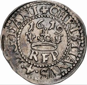 Denmark 1619 2 Skilling, Copenhagen Mint, Christian IV NGC XF45 KM68 Rare TopPop - Picture 1 of 5