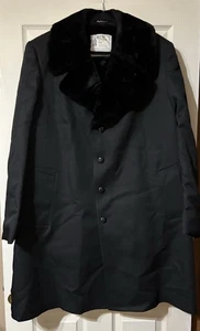 Vintage London Fog Fur Lined Trench Coat Over Coat Black Size 46 Regular EX COND - Picture 1 of 9