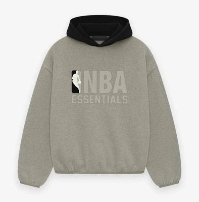 NBA ESSENTIALS Hoodie Warm Heathe/Black Size Medium Brand New QR Authentic - Image 1 of 2